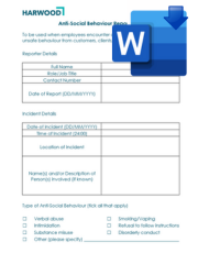 Antisocial Behaviour Report Form