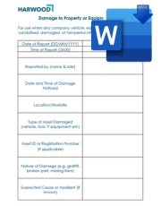 Property or Equipment Damage Form